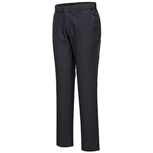 Portwest S232 Stretch Slim Fit Chino Broek, Kort, Zwart, Grootte 28