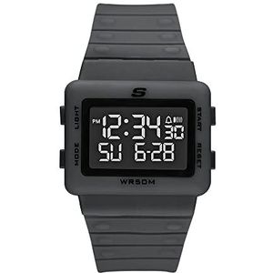 Skechers Horloge voor heren, Digitaal uurwerk met siliconen, polyurethaan, lederen of roestvrij stalen band,Donkergrijs,44MM