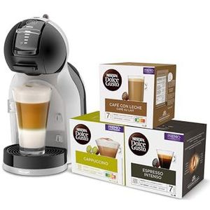 Nescaf Dolce Gusto Nescafe Dolce Gusto De'Longhi Mini Me Koffiecapsulemachine Dolce Gusto voor Espresso met 3 Koffieverpakkingen, EDG155.BG, 0,8 L, Zwart, Grijs