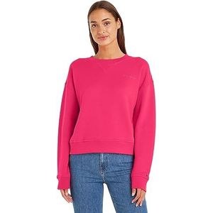 Tommy Hilfiger Dames Reg Hilfiger Fr-Terry Sweatshrt Sweatshirts, Bright Cerise Roze, XXS