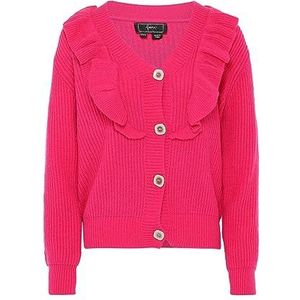 faina Dames Spliced houten oorrand V-hals modieuze gebreide jas acryl PINK maat XL/XXL, roze, XL