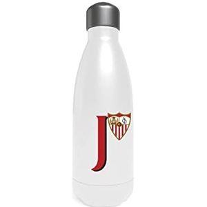 Sevilla - roestvrijstalen waterfles, trommel, veldfles, hermetische afsluiting, letter J, 550 ml, witte kleur, officieel product (CyP Brands)