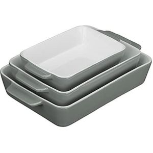 Relaxdays ovenschaal set van 3 - ovenschotel - 3 groottes - rechthoekig - keramiek