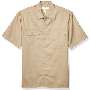 Amazon Essentials Men's Vlek- en kreukbestendig werkshirt met korte mouwen, Kaki-bruin, XXL