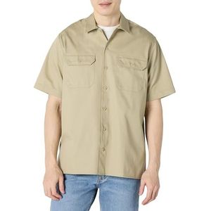 Amazon Essentials Men's Vlek- en kreukbestendig werkshirt met korte mouwen, Kaki-bruin, XS