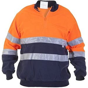 Fleece Pullover En471, Hi-vis oranje-navy