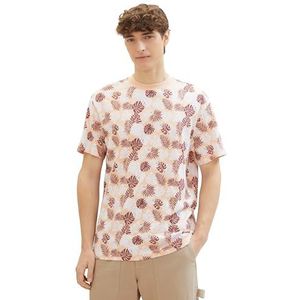 TOM TAILOR Denim T-shirt voor heren, 34829 - Peach Multicolor Bladeren Print, XL