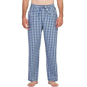 LAPASA Heren Plaid 100% Katoen Loungewear Pyjama Broek Flanel/Poplin/Microfleece Nachtkleding Broek M38, M39 M128, Blauw + Witte Plaid, XL
