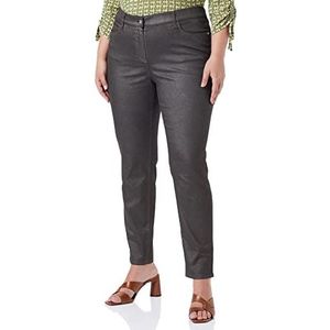 Samoon Dames 5-pocket-jeans met fijne glans, Betty jeans, broek, vrije tijd, verkort, 5-pocket jeans, effen, licht verkorte pijpen, dark chocolate, 54 NL