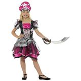 Perfect Pirate Girl Costume, Black & Pink, with Dress & Hat, (L)