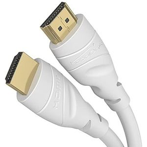 KabelDirekt – HDMI Kabel 4K – 5 m – A.I.S Afscherming, ontworpen in Duitsland (voor alle HDMI apparaten zoals PS5/Xbox/Switch – 4K@60Hz, High Speed HDMI kabel met Ethernet, wit)