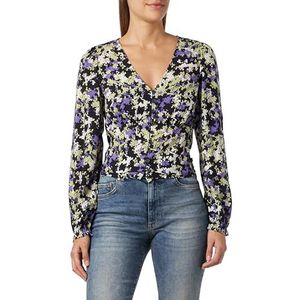 TOM TAILOR Denim Damesblouse, 32418 - Paars Groen Bloemenprint, XXL