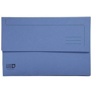 Exacompta - ref. 47222E - Set van 5 Pocketmappen Clean'Safe 400 g/m² met 32 mm expansie - behandeld met een antimicrobiële actieve stof - Afmetingen: 35 x 24,2 cm voor A4 documenten - kleur blauw
