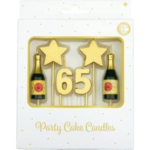 PD-Party - Verjaardagskaarsen voor taarten en cake - Verjaardagsdecoratie - Gouden taartkaarsen voor verjaardagsfeestjes voor kinderen en volwassenen - Cijferkaarsen - Afmeting 3 x 9 x 1 cm - 65 jaar