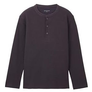 TOM TAILOR Jongens T-shirt met knoopsluiting, 29476-coal grey, 176 cm