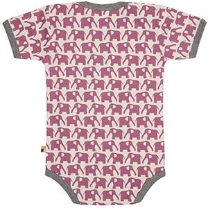 loud + proud Uniseks babybody met korte mouwen en olifantenprint, GOTS-gecertificeerd T-shirt, grape, 86/92 cm