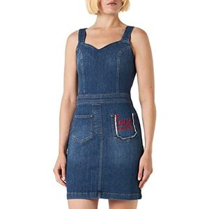 Love Moschino Dames mouwloos Tight Fit Super Stretch Blue Denim Dress, donkerblauw (dark blue denim), 40