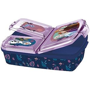 p:os 35451 - Frozen The Ice Queen 2 - lunchbox voor kinderen met 3 compartimenten, plastic lunchbox met clipsluitingen, lunchbox voor kleuterschool, school en vrije tijd