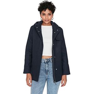 Trendyol Dames oversized double-breasted capuchon geweven jas, Donkerblauw, 60
