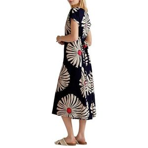 UNITED COLORS OF BENETTON - Jurk - Donkerblauw - Koraal - Offwhite - 3/4 Lengte - V-hals - Bloemenprint