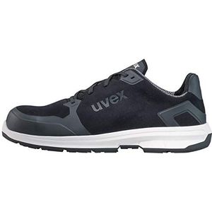 Uvex 1 Sport S3 ESD veiligheidsschoenen voor heren - comfortabele en ademende werkschoenen voor mannen - lichte en ergonomische lage schoenen velours, zwart, 47 EU