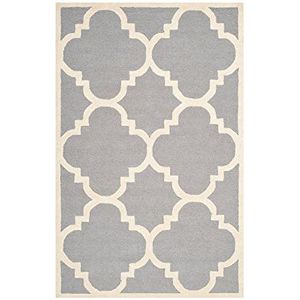 Safavieh Modern Indoor Hand getuft rechthoek gebied tapijt, Cambridge collectie, CAM140, in zilver/ivoor, 152 X 244 cm voor woonkamer, slaapkamer of elke binnenruimte