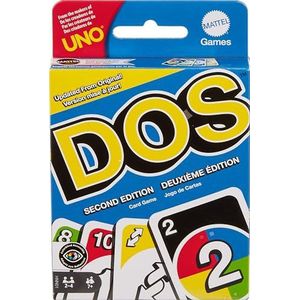 Mattel Games DOS-kaartspel Tweede editie UNO +7 jaar oud familiebordspel (Mattel HNN01)