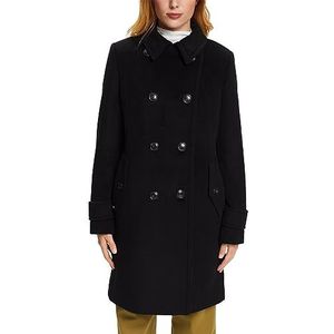ESPRIT Gerecycled: mantel met wol, zwart, XL