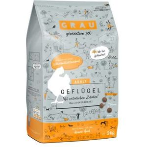 GRAU - het origineel - Droogvoer voor honden - Gevogelte, 1 verpakking (1 x 3 kg), graanvrij, voor gevoelige volwassen honden