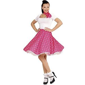 Widmann - Kostuum jaren 50, polka rok en sjaal, gestippeld, rockabilly, rock'n'roll, motto feest, carnaval, één maat past allemaal