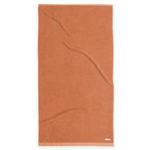 TOM TAILOR douchehanddoek, 70 x 140 cm, 100% katoen/badstof, met twee hangers en label met logo, Color Bath Towel oranje (warm koraal)