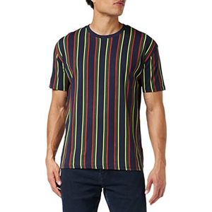 Urban Classics Heren bedrukt oversized Retro Stripe Tee T-shirt, Midnightnavy/Burnedred, XXL