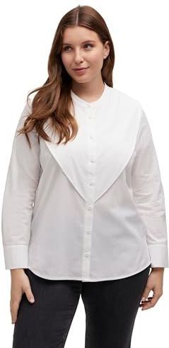 Ulla Popken - Damesblouse - Gebroken Wit - Biologisch Katoen - Normaal