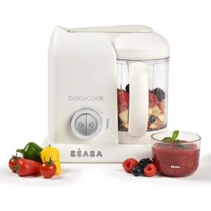 BÉABA, Babycook Solo, babyfoodprocessor 4 in 1, stoomkoker, gevarieerde voeding, huisgemaakte potjes babyvoeding, wit/zilver