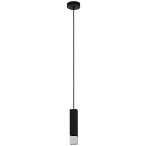 EGLO Led hanglamp Butrano, 1-lichts pendellamp minimalistisch, eettafellamp van metaal in zwart, zilver, lamp hangend voor woonkamer, warm wit, GU10 fitting