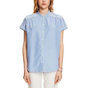 ESPRIT Gestreepte blouse met korte mouwen van 100% katoen, bright blue, S