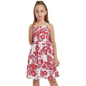 DeFacto Meisjesjurk - modieuze jurk voor stijlbewuste meisjes, rood, 5-6 Jaren