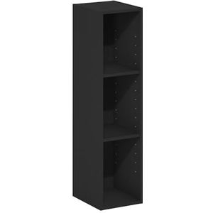 Furinno Fulda 3-laags ruimtebesparende opbergplank, boekenkast, 20 cm breed, zwart hout