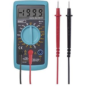 EMOS Digitale multimeter met meetpunten en etui, AC/DC/weerstand, spanningstester, volttester, spanningstester met batterij, blauw