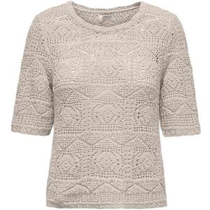 ONLY Gebreide damestrui met korte mouwen ONLBeach zomertrui met gatenpatroon, grijs, L