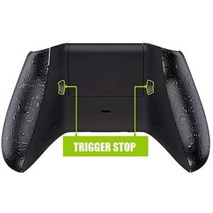 eXtremeRate FlashShot Trigger Stop Bottom Shell Kit voor Xbox One S & One X Controller, Redesigned Back Shell & Textured Black Handle Grips & Hair Trigger voor Xbox One S X Controller Model 1708