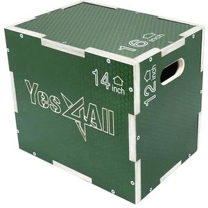 Yes4All HL1V 3-in-1 antislip houten plyo box - groen, 40,6 x 35,6 x 30,6