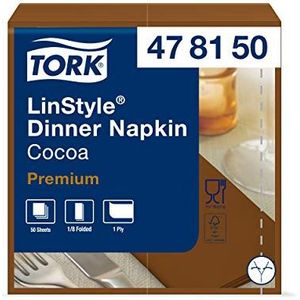 Tork LinStyle® Dinnerservet Donkerbruin, 1/8-vouw 1-laags, 40 x 39 cm, 12 x 50 servetten, 478150