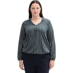 TOM TAILOR Dames Plussize Longsleeve T-shirt, 36552 - Hedendaagse Navy Check, 48 NL