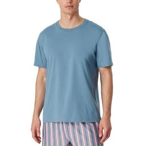 Schiesser Heren slaapshirt korte mouwen ronde hals mix + Relax pyjamatop, blauwgrijs_163832, 48