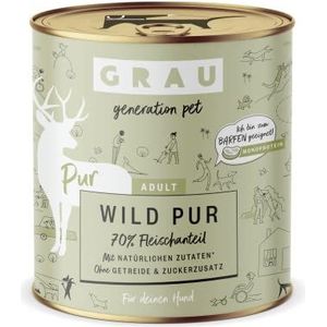 GRAU - het origineel - Natvoer voor honden - Wild Pur, 6 verpakking (6 x 400 g), graanvrij, voor volwassen honden