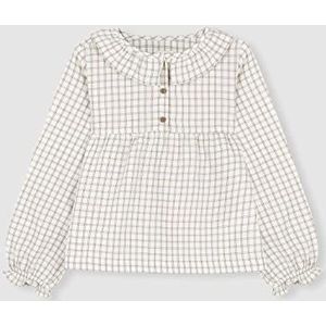 Gocco Camelgeruite blouse met volant in cuell overhemd voor meisjes