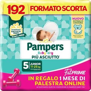 Pampers Baby Dry Fit Prime Junior, 192 luiers, maat 5 (11-25 kg)