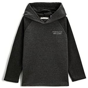 Koton Jongen Hoodie Sweatshirt met lange mouwen Textured, antraciet (045), 5-6 Jaar