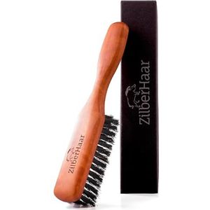 ZilberHaar Baardborstel (harde borstelharen), 100% wildzwijnharen en Duits perenhout, met alle baardbalsems en -oliën te gebruiken, in Duitsland gemaakt